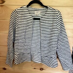LOFT Women's Striped Blue and White Jacket